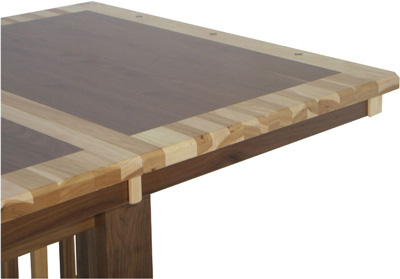 table with border in another wood