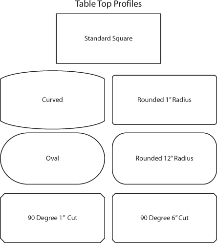 Table top profile options