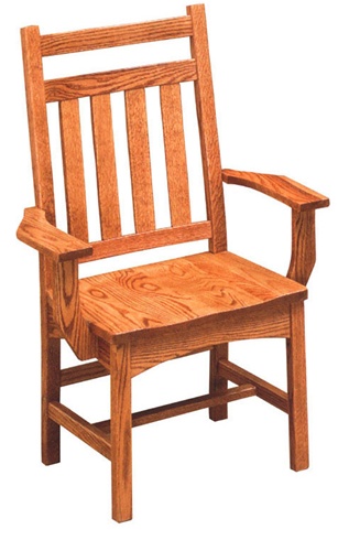 Oak Trestle Dining Room Chair, With Arms
